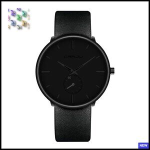 Ultra-Thin Minimalist Dress Watch Leather Band Quartz Movement Waterproof